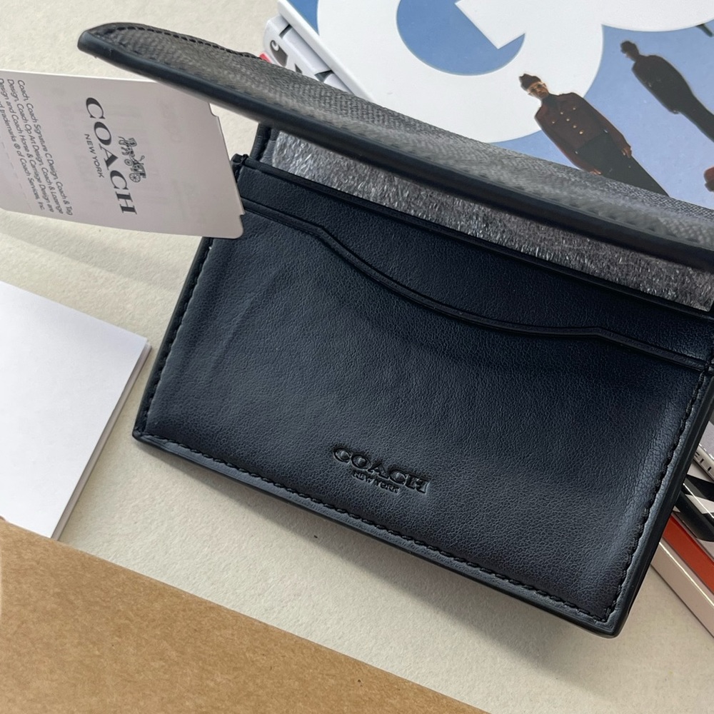 (new+tag+box) Coach Men bifold + card case wallet size 4.25x3 inch - Picture 10 of 13